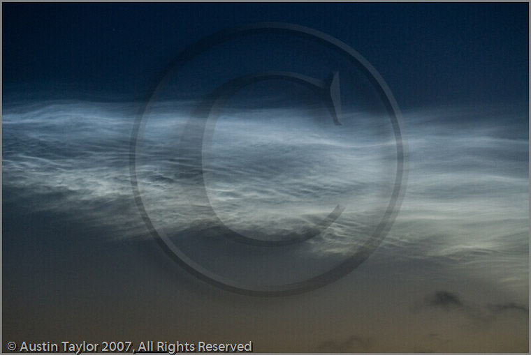 Noctilucent Clouds viewed from Tingwall, Shetland - an unusual summer phenomenon captured by Austin Taylor