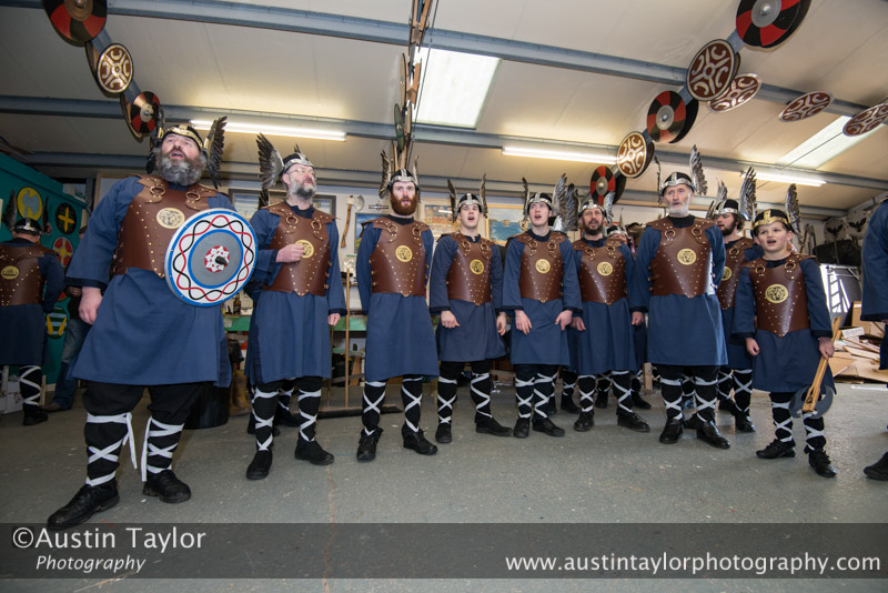 Richard Spence and his Jarl Squad sing the Up Hell-Aa song to get festivities underway at Uyeasound Up Helly-Aa 2014