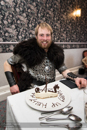 Guizer Jarl Lyle Tulloch with his Galley cake - Jarl Squad at the Maryfield Hotel - Bressay Up Helly-Aa 28 February 2014