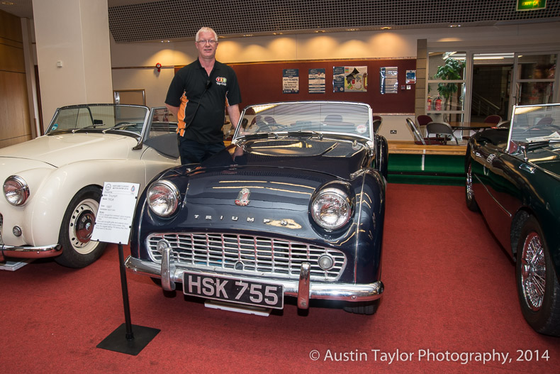 Mark Fuller with his Triumph TR3A at the Shetland Classic Motor Show 2014