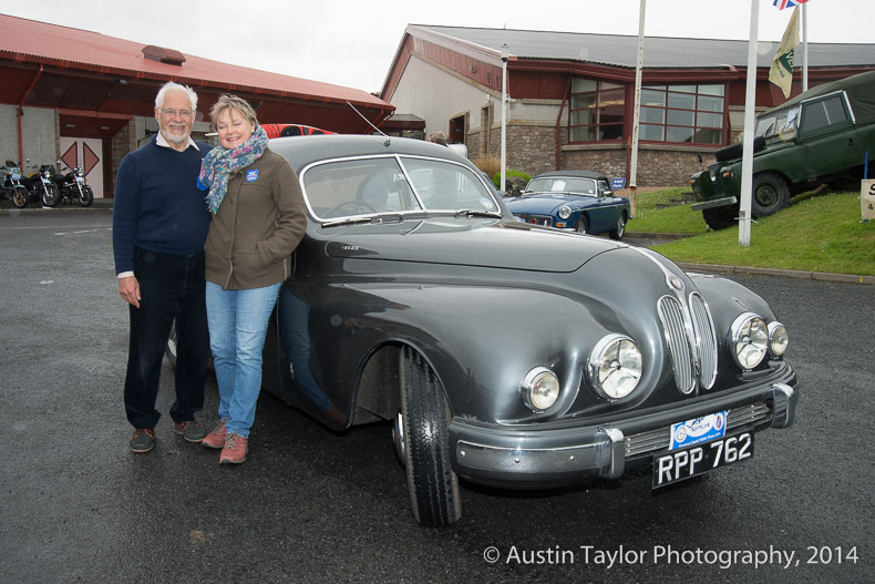 Lady and Sir Gerry Acher with their 1953 Bristol 403 at the Shetland Classic Motor Show 2014