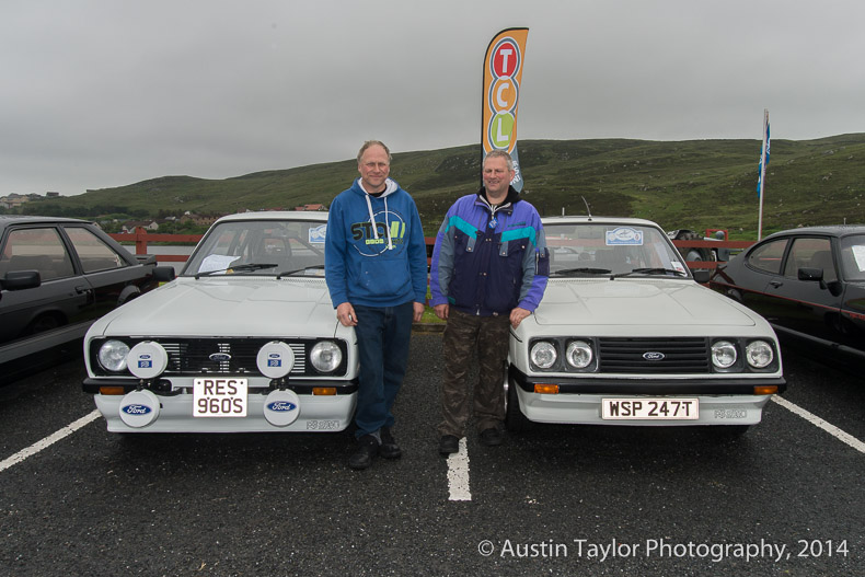 Brothers Ian and David Beats each with their 1978 Ford Escort RS2000 at the Shetland Classic Motor Show 2014