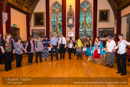 Guests join in traditional Indian dance at Civic Reception at Lerwick Town Hall, Shetland for the Spirit Dancer Shetland Committee exchange visit by young people from the Osoyoos Indian and Penticton Indian Bands from Canada to Shetland on 27 April 2015
