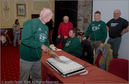 Cutting the 25th Anniversary Cake at the Awards Ceremony at the Hilton Hotel, Coylumbridge for the 25th Anniversary Siberian Husky Club of Great Britain Aviemore Sled Dog Rally 2008