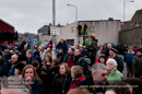 Up Helly-Aa 2011: morning procession - crowds waiting for the arrival of the Jarl Squad at Alexandra Wharf