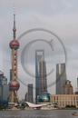 Oriental Pearl TV Tower and tall buildings in Central Business District, Shanghai
