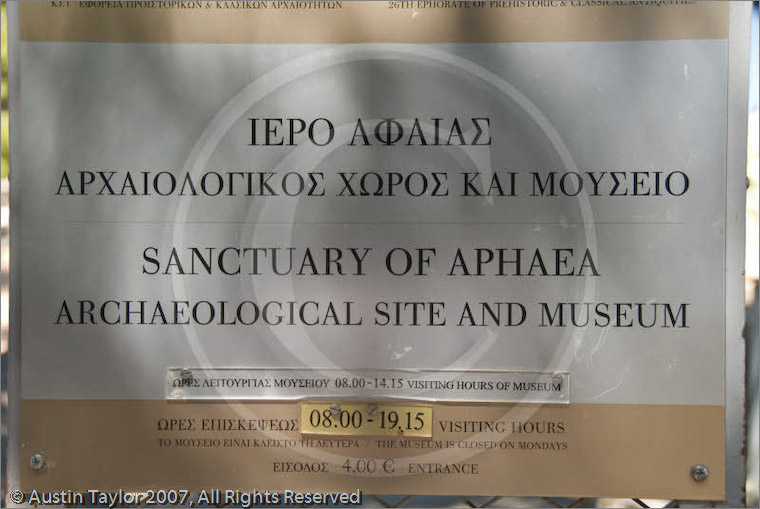 Information board, Sanctuary of Aphaea Museum, Aegina, Greece 24 September 2007