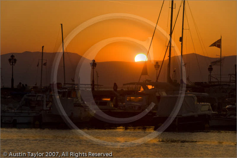 Sunset, Aegina town, Aegina, Greece 24 September 2007