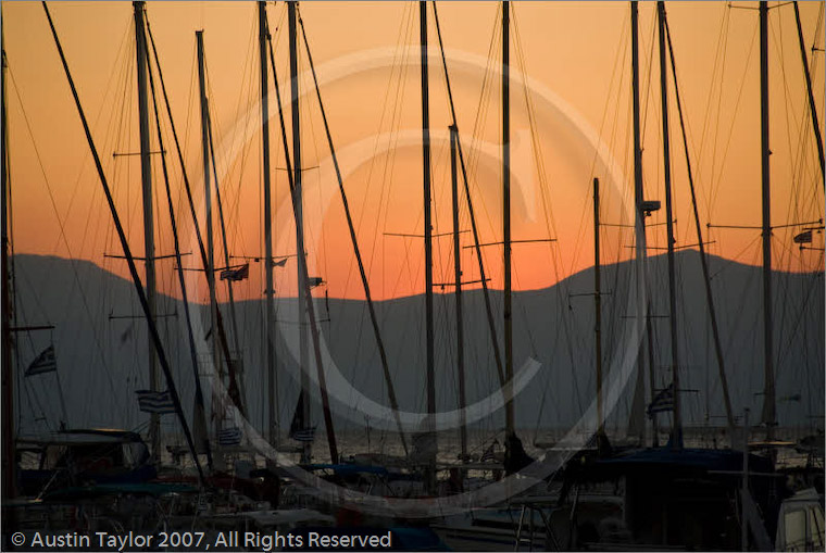 Sunset, Aegina town, Aegina, Greece 24 September 2007