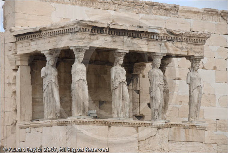 The Porch with the Caryatides on the Erechtheion, Acropolis, Athens, Greece 21 September 2007
