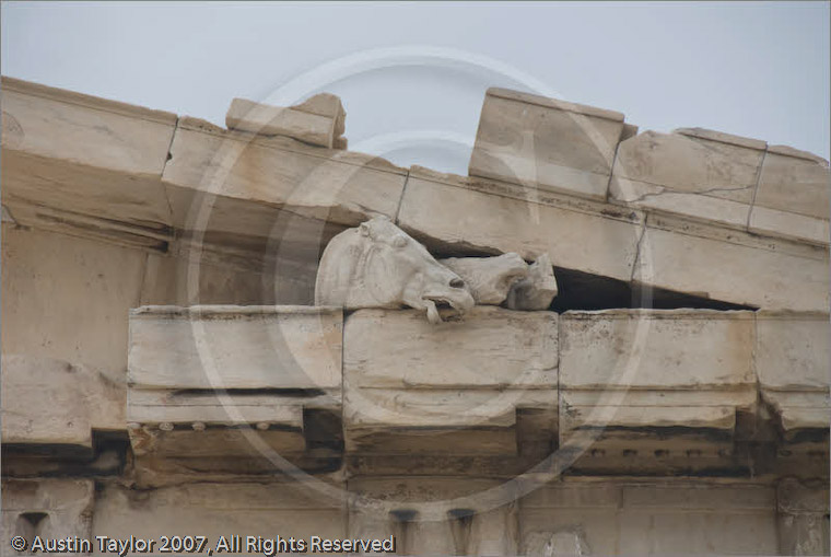 The west pediment of the Parthenon, Acropolis, Athens, Greece 21 September 2007