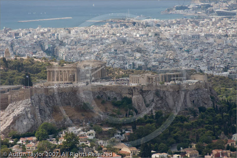 Acropolis from Lykavittos Hill, Athens, Greece 22 September 2007