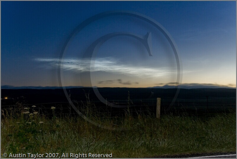 Noctilucent Clouds viewed from Tingwall, Shetland - an unusual summer phenomenon captured by Austin Taylor