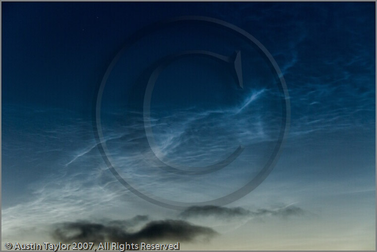 Noctilucent Clouds viewed from Tingwall, Shetland - an unusual summer phenomenon captured by Austin Taylor