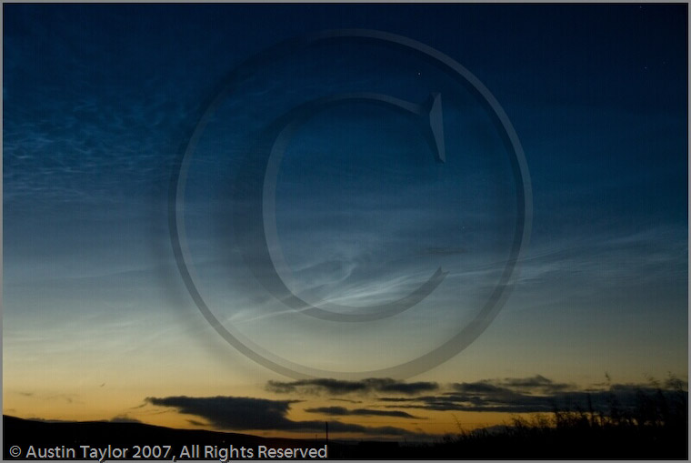 Noctilucent Clouds viewed from Tingwall, Shetland - an unusual summer phenomenon captured by Austin Taylor