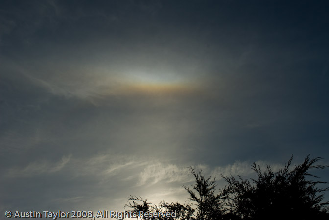 Sun halo with Tangent Arc and Sun Dogs at Lerwick, Shetland