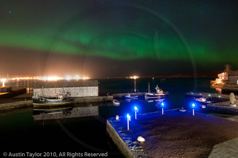 Aurora Borealis over Hays Dock, Lerwick, Shetland 12 April 2010