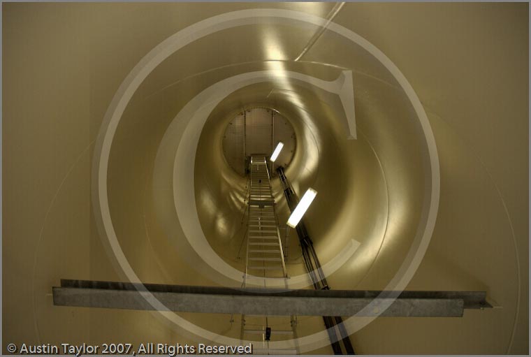 Inside the tower of an Aerogenerator - Wind Farm at Burradale, Tingwall, Shetland, by Austin Taylor