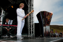 Faye Richardson lights the Olympic Cauldron