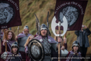 Scalloway Fire Festival 2014 - Guizer Jarl Kenny Grant as Guttorm (The Gruesome) Hart with his squad of Vikings and galley "Eiluj"