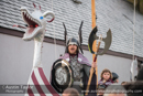 Scalloway Fire Festival 2014 - Guizer Jarl Kenny Grant as Guttorm (The Gruesome) Hart with his squad of Vikings and galley "Eiluj"