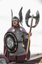 Scalloway Fire Festival 2014 - Guizer Jarl Kenny Grant as Guttorm (The Gruesome) Hart with his squad of Vikings and galley "Eiluj"