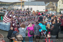 Scalloway Fire Festival 2014 - Guizer Jarl Kenny Grant as Guttorm (The Gruesome) Hart with his squad of Vikings and galley "Eiluj"