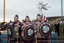 Scalloway Fire Festival 2014 - Guizer Jarl Kenny Grant as Guttorm (The Gruesome) Hart with his squad of Vikings and galley "Eiluj"
