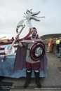 Scalloway Fire Festival 2014 - Guizer Jarl Kenny Grant as Guttorm (The Gruesome) Hart with his squad of Vikings and galley "Eiluj"