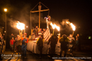 Scalloway Fire Festival 2014 - Guizer Jarl Kenny Grant as Guttorm (The Gruesome) Hart with his squad of Vikings and galley "Eiluj"