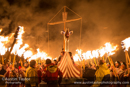 Scalloway Fire Festival 2014 - Guizer Jarl Kenny Grant as Guttorm (The Gruesome) Hart with his squad of Vikings and galley "Eiluj"