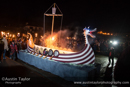 Scalloway Fire Festival 2014 - Guizer Jarl Kenny Grant as Guttorm (The Gruesome) Hart with his squad of Vikings and galley "Eiluj"