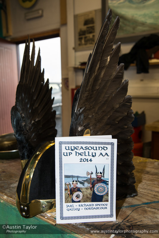The Guizer Jarl's helmet at the Galley Shed Uyeasound Up Helly-Aa 2014