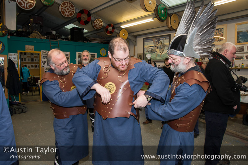 Getting dressed at the Galley Shed Uyeasound Up Helly-Aa 2014