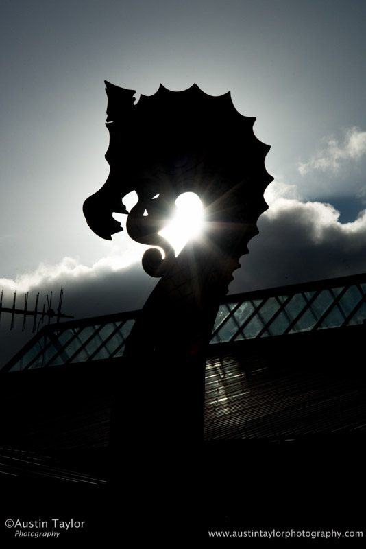 The dragon head of the decorative Galley Nordastour during the Jarl Squad visit to Baltasound School for Uyeasound Up Helly-Aa 2014