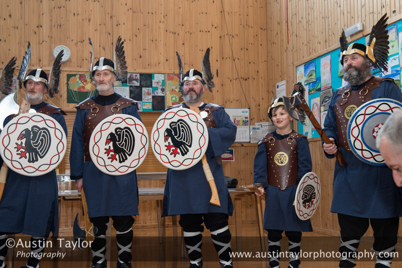 The Jarl Squad visit Baltasound School for Uyeasound Up Helly-Aa 2014