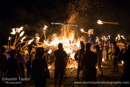 Guizers encircle the Galley before singing, cheering and setting the Galley Nordastour alight with their torches at Uyeasound Up Helly-Aa 2014