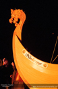 The dragon head at the bow of the decorative galley at Uyeasound Up Helly-Aa 2014