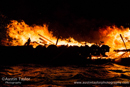 The Galley Haja alight on Ura Firth - Northmavine Up Helly-Aa 2014