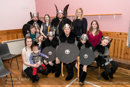 Standing, rear: Ralph Tulloch, Gemma Tulloch, Guizer Jarl Lyle Tulloch, Jasmine Tulloch; Middle
L Sheila Tulloch, R Beatrice Lowe; Front Bench Breagh MacDonald, Brandon Lowe, Guizer Jarl's father Harry Tulloch, Andrew Lowe, Struan MacDonald; Front crouching Erin Lowe, Marietta Lowe - Guizer Jarl Squad at Bressay Hall - Bressay Up Helly-Aa 28 February 2014
