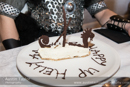 Guizer Jarl Lyle Tulloch with his Galley cake - Jarl Squad at the Maryfield Hotel - Bressay Up Helly-Aa 28 February 2014