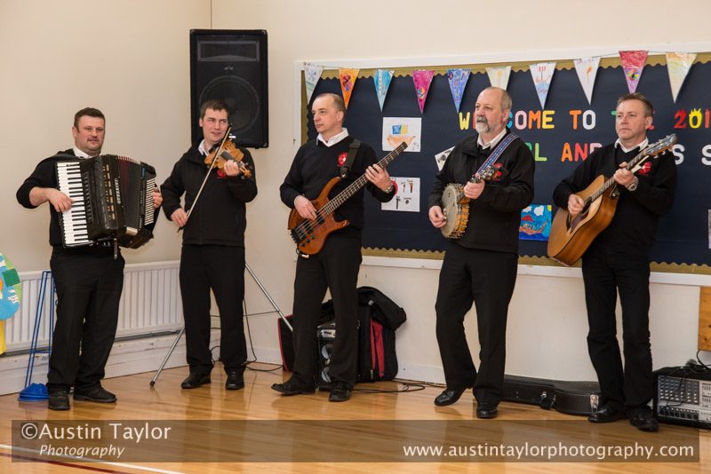 Guizer Jarl Keith Lobban and his squad at Dunrossness Primary School - South Mainland Up Helly-Aa 2014