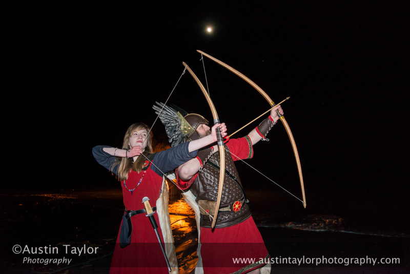 Karen Lobban (13, Keith's daughter) and Guizer Jarl Keith Lobban - South Mainland Up Helly-Aa 2014