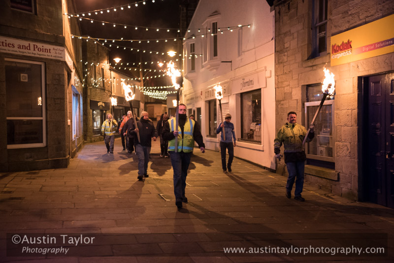 Up Helly-Aa 2017 - Guizer Jarl Lyall Gair as "Sweyn 'Forkbeard' Haraldsson" with his Galley "Falcon" 31 Jan in Lerwick, Shetland