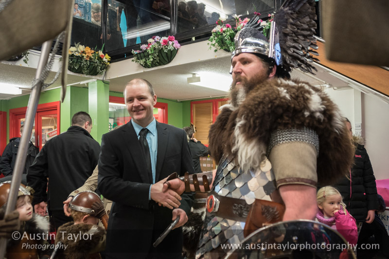 Up Helly-Aa 2017 - Guizer Jarl Lyall Gair as "Sweyn 'Forkbeard' Haraldsson" with his Galley "Falcon" 31 Jan in Lerwick, Shetland