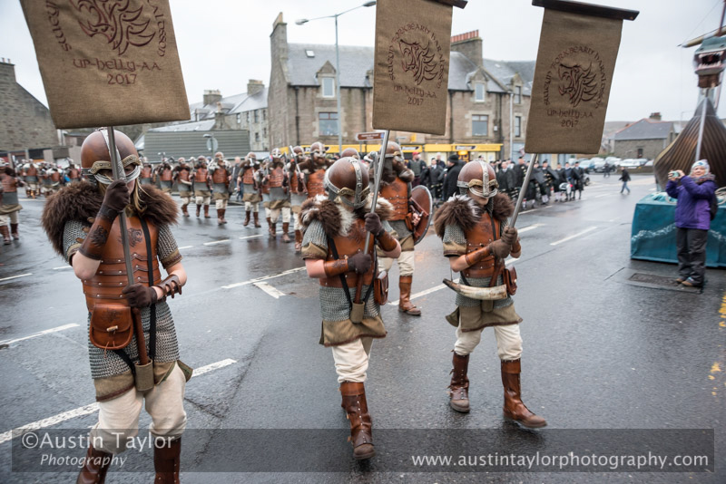 Up Helly-Aa 2017 - Guizer Jarl Lyall Gair as "Sweyn 'Forkbeard' Haraldsson" with his Galley "Falcon" 31 Jan in Lerwick, Shetland