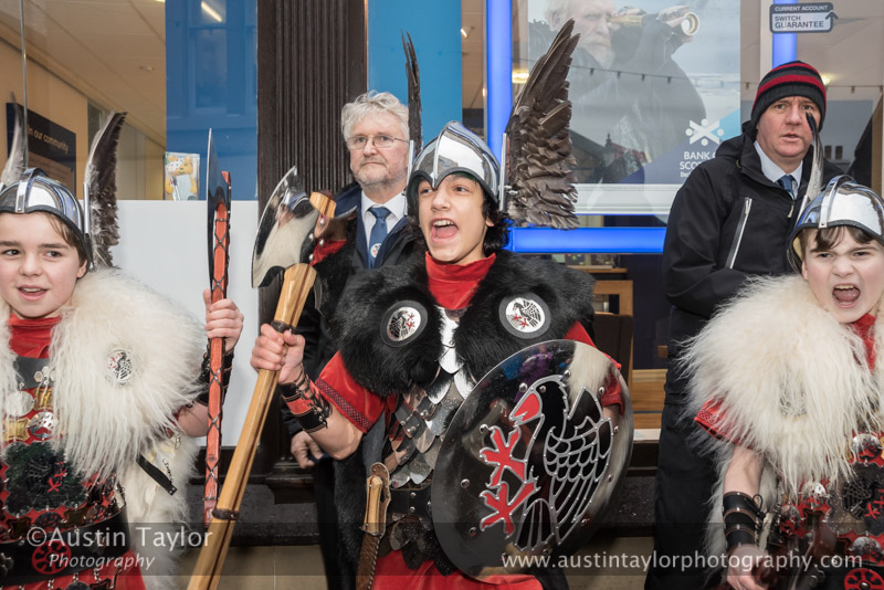 Up Helly-Aa 2017 - Guizer Jarl Lyall Gair as "Sweyn 'Forkbeard' Haraldsson" with his Galley "Falcon" 31 Jan in Lerwick, Shetland
