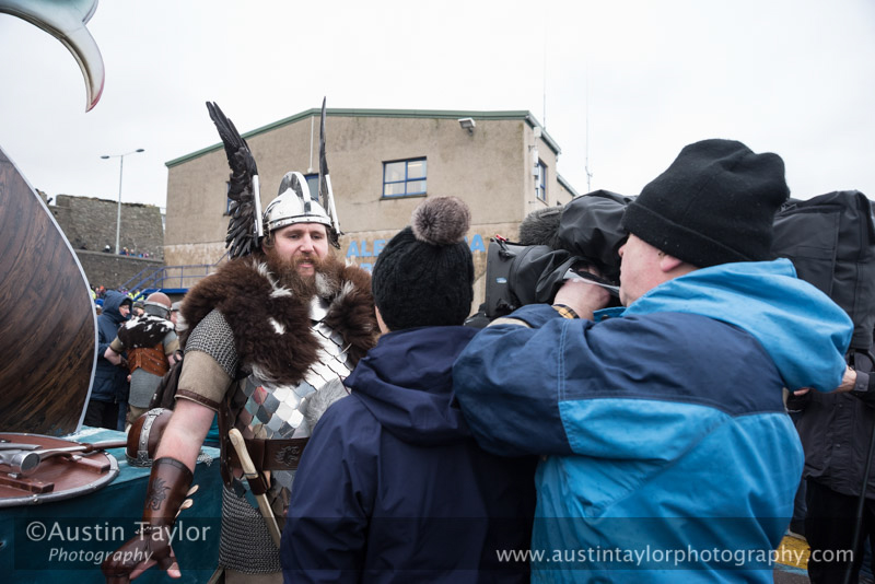 Up Helly-Aa 2017 - Guizer Jarl Lyall Gair as "Sweyn 'Forkbeard' Haraldsson" with his Galley "Falcon" 31 Jan in Lerwick, Shetland
