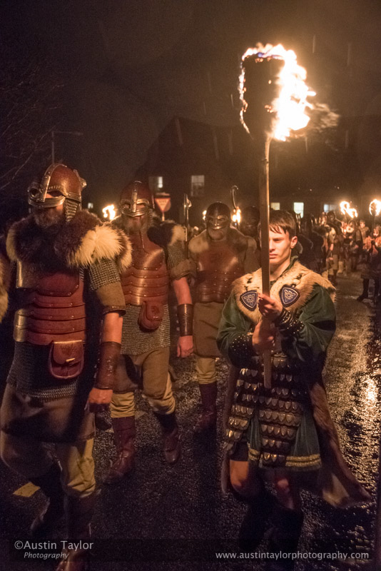 for Up Helly-Aa 2017 - Guizer Jarl Lyall Gair as "Sweyn 'Forkbeard' Haraldsson" with his Galley "Falcon" 31 Jan in Lerwick, Shetland