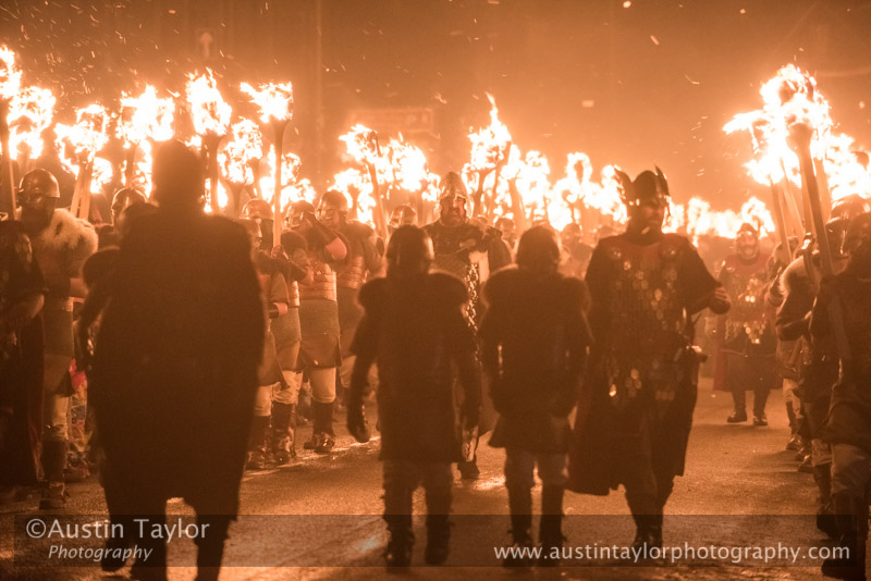 for Up Helly-Aa 2017 - Guizer Jarl Lyall Gair as "Sweyn 'Forkbeard' Haraldsson" with his Galley "Falcon" 31 Jan in Lerwick, Shetland